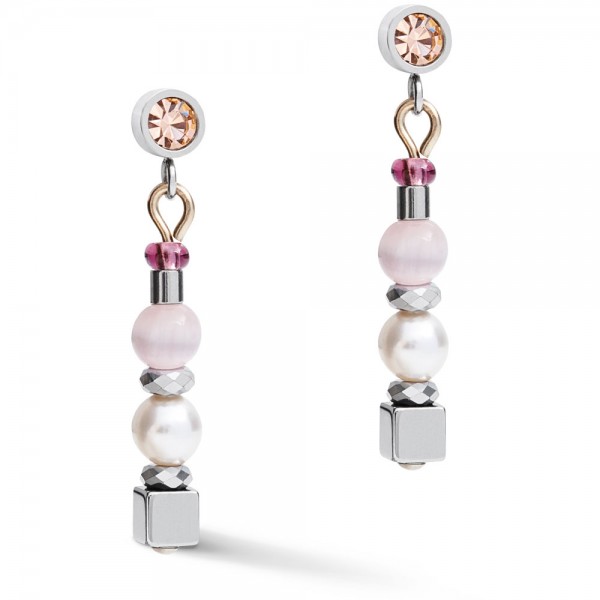 Ohrringe Fine Pearls & Cubes Silber Flieder-Beige