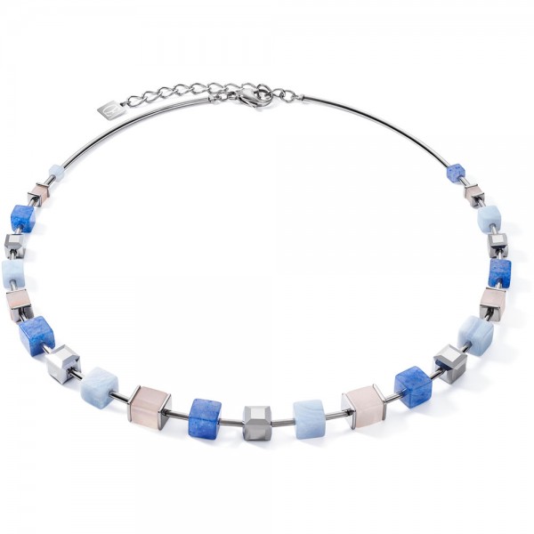 GeoCUBE® Halskette Blau-Beige