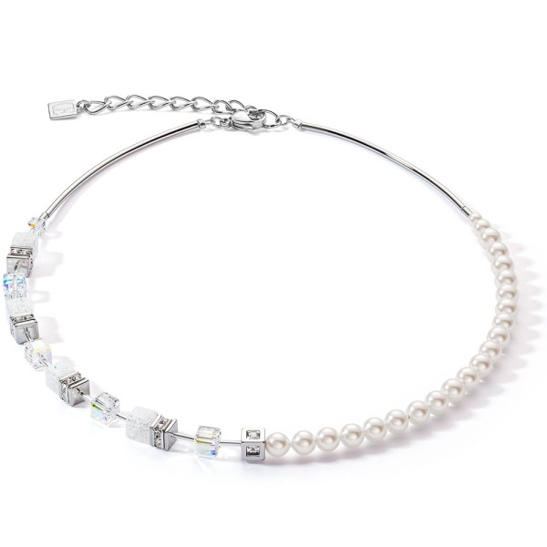 GeoCUBE® Precious Fusion Pearls Weiß Halskette