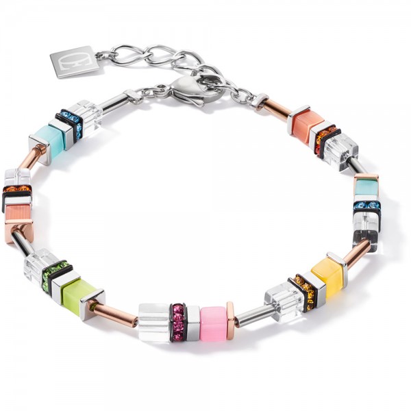 GeoCUBE® Strass Armband Multicolor Pastell-Silber