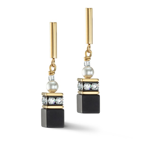 GeoCUBE® Precious Fusion Pearls Ohrringe Schwarz-Gold