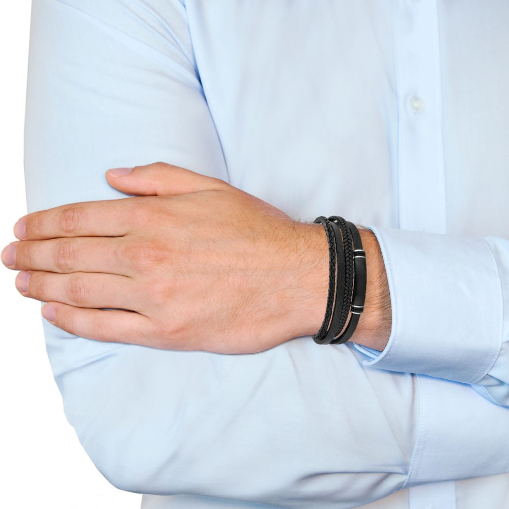s.Oliver Herren Ident Armband Leder/ Edelstahl - 2026001 | Juwelier  Kleinschnitz