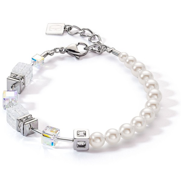 GeoCUBE® Precious Fusion Pearls Weiß Armband