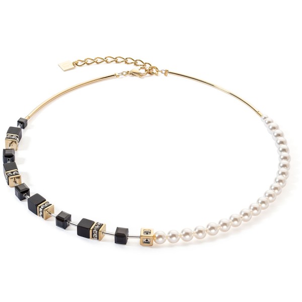 GeoCUBE® Precious Fusion Pearls Halskette Schwarz-Gold